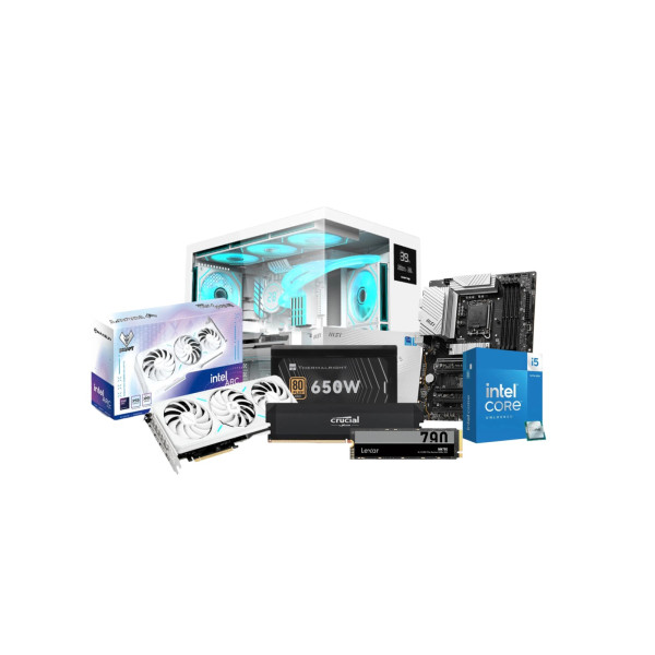 Intel Core i5-14600K & Intel Arc B580 12GB DDR5 White Gaming PC